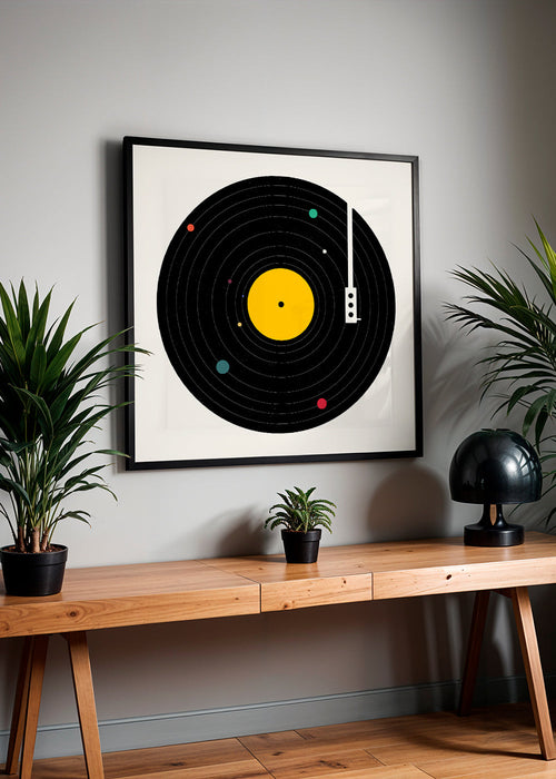 Vintage-affisch med vinylgrafik