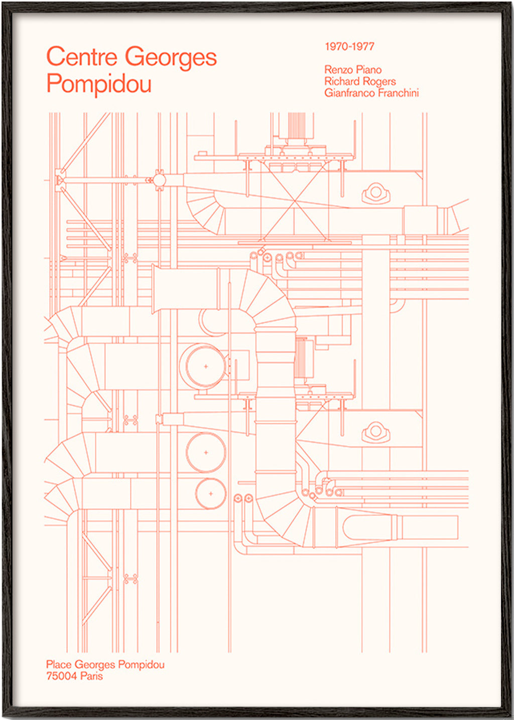 Kökskonst Centre Pompidou tekniskt schema