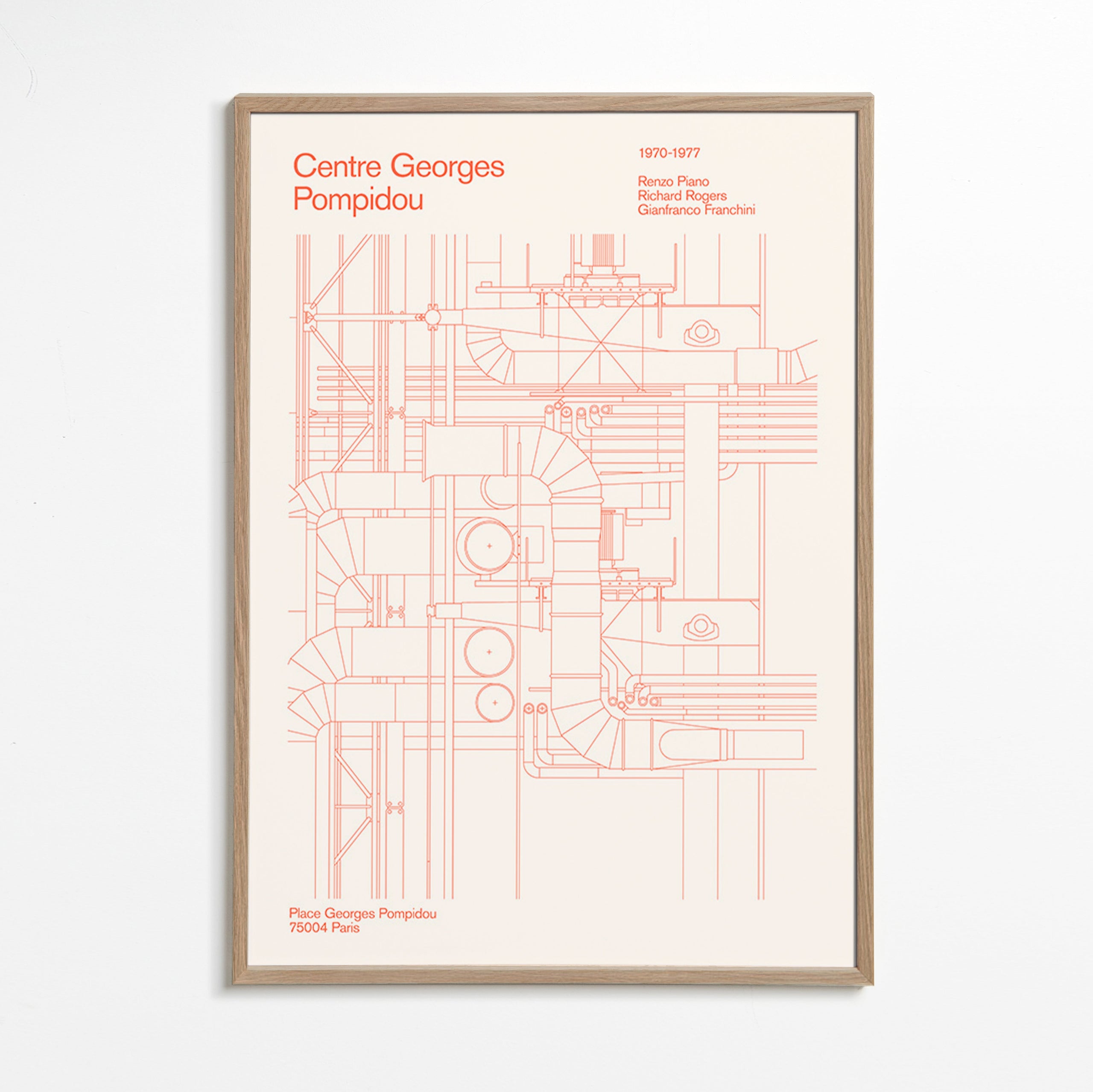 Kökskonst Centre Pompidou tekniskt schema