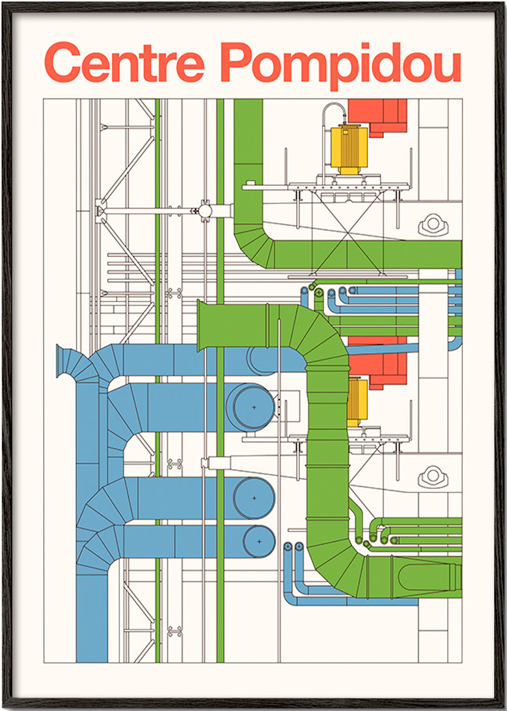 Stadskonst Centre Pompidou, arkitektoniskt diagram