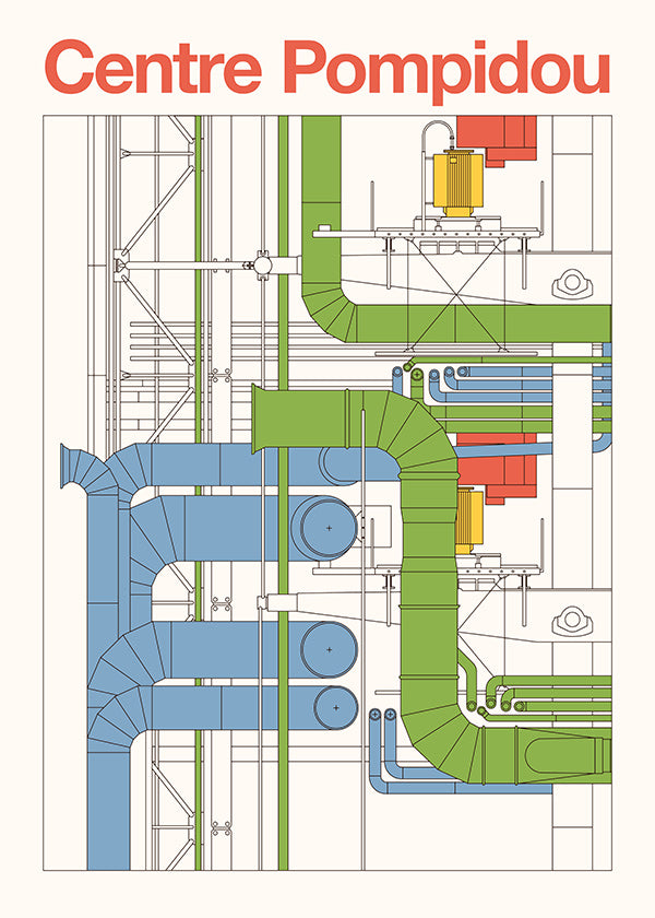 Stadskonst Centre Pompidou, arkitektoniskt diagram