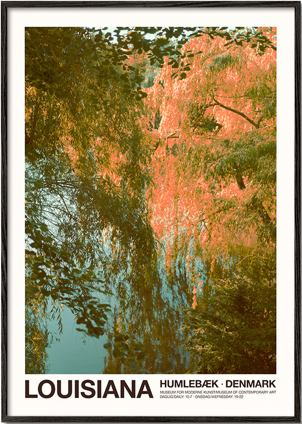 Landskapskonst med sjö och rosa reflektioner