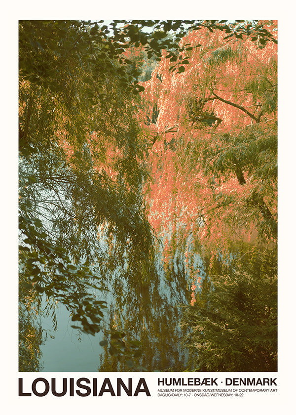 Landskapskonst med sjö och rosa reflektioner