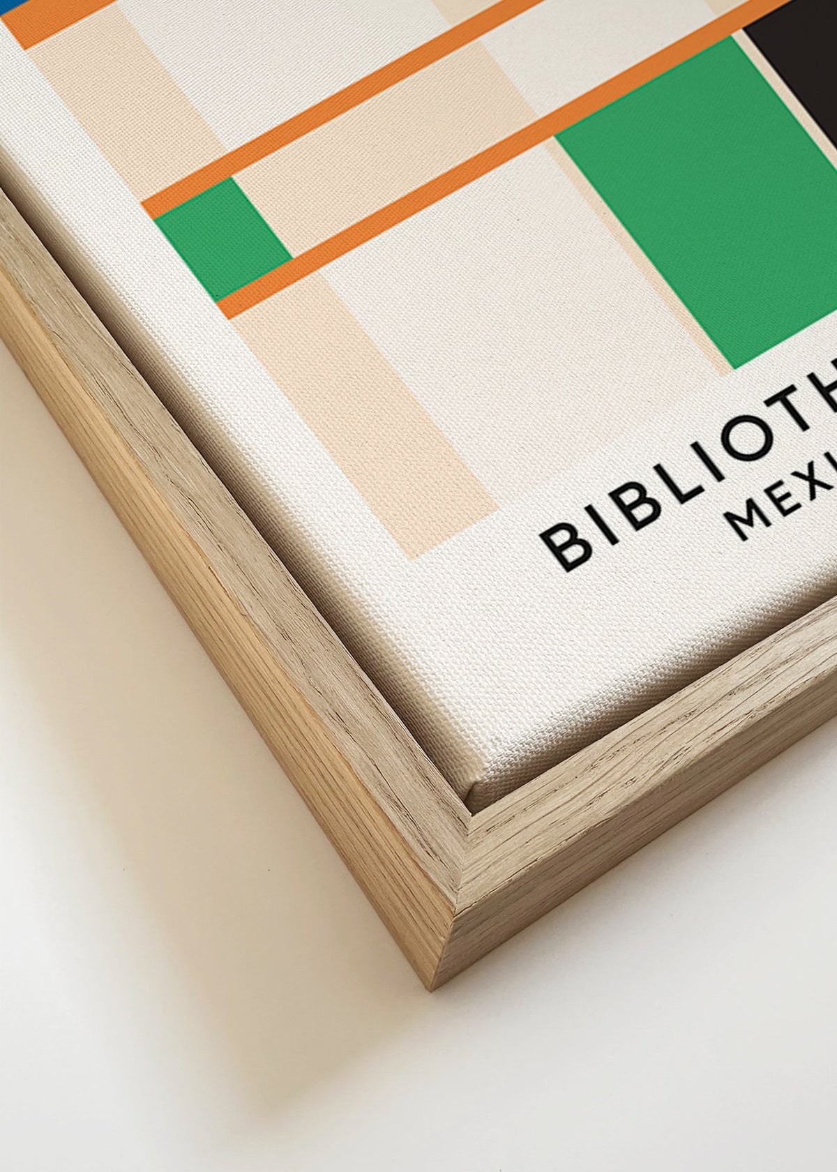 Geometrisk affisch med block och typografi 'Bibliothèque'