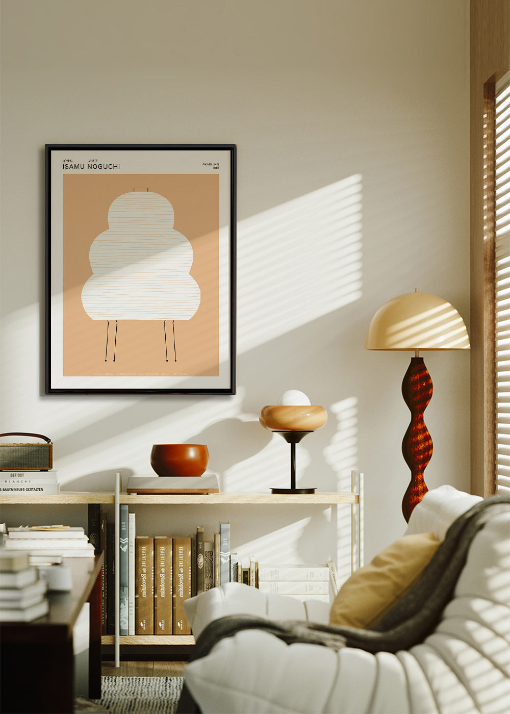 Noguchi Akari-illustration med minimalistiska linjer