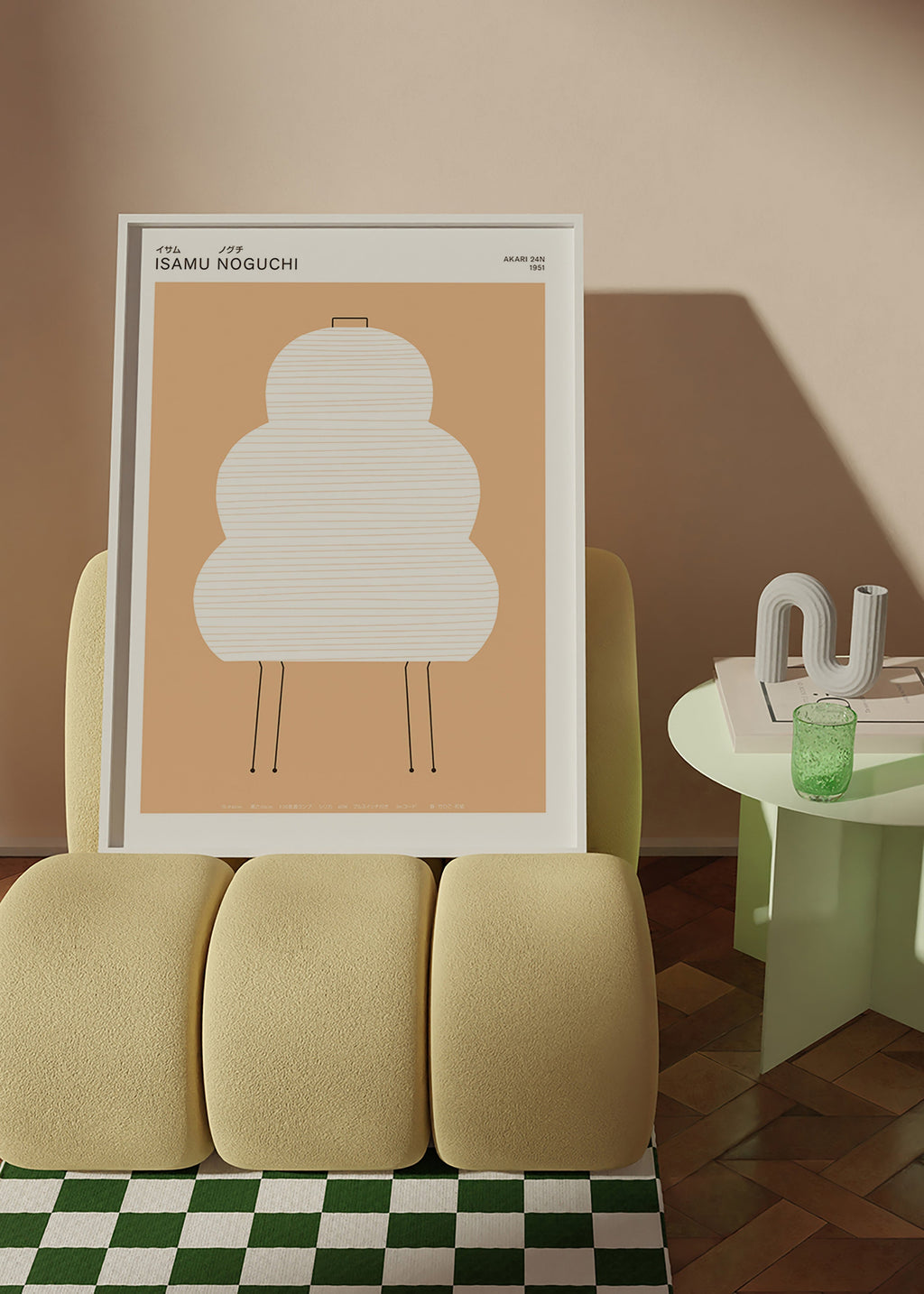 Noguchi Akari-illustration med minimalistiska linjer