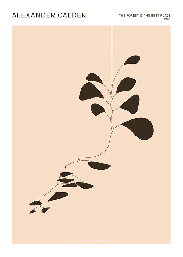 Botanisk affisch Calder-mobile med svarta blad