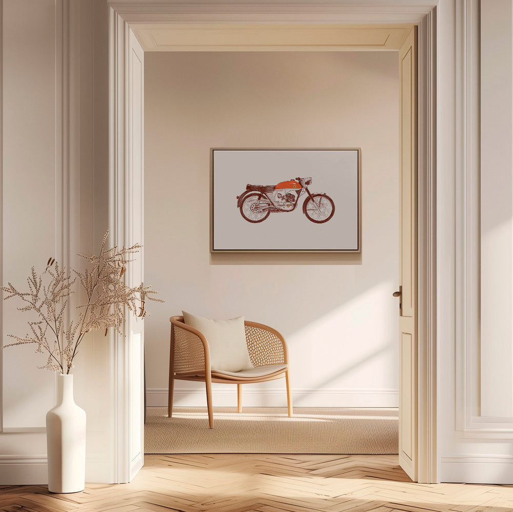 Vintage affisch röd motorcykel illustration