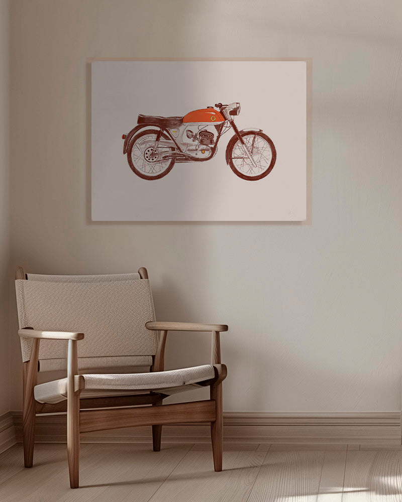 Vintage affisch röd motorcykel illustration