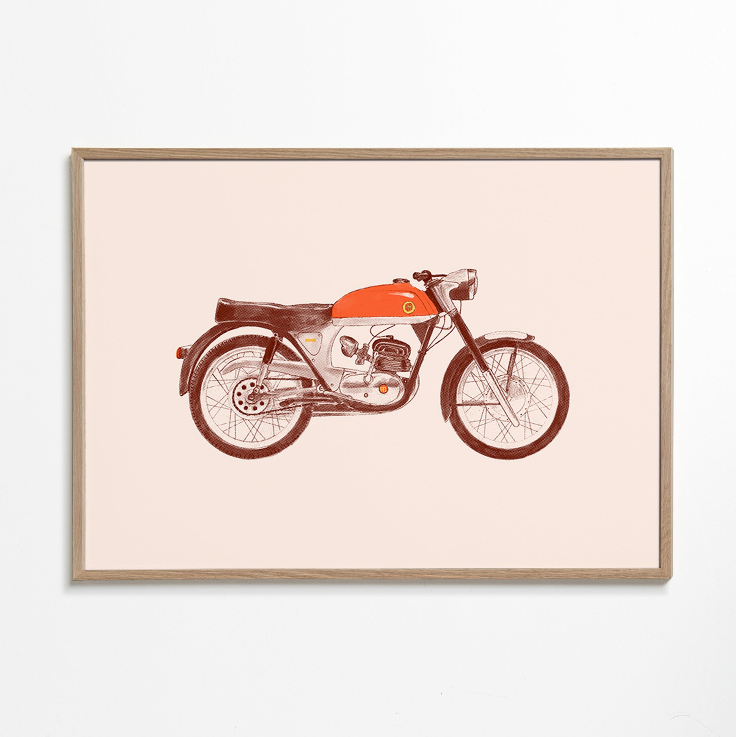 Vintage affisch röd motorcykel illustration