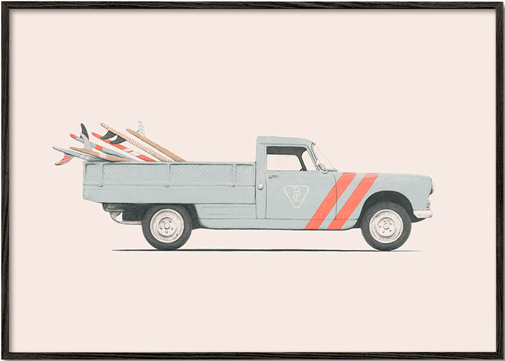 Vintage print pickup med surfbrädor