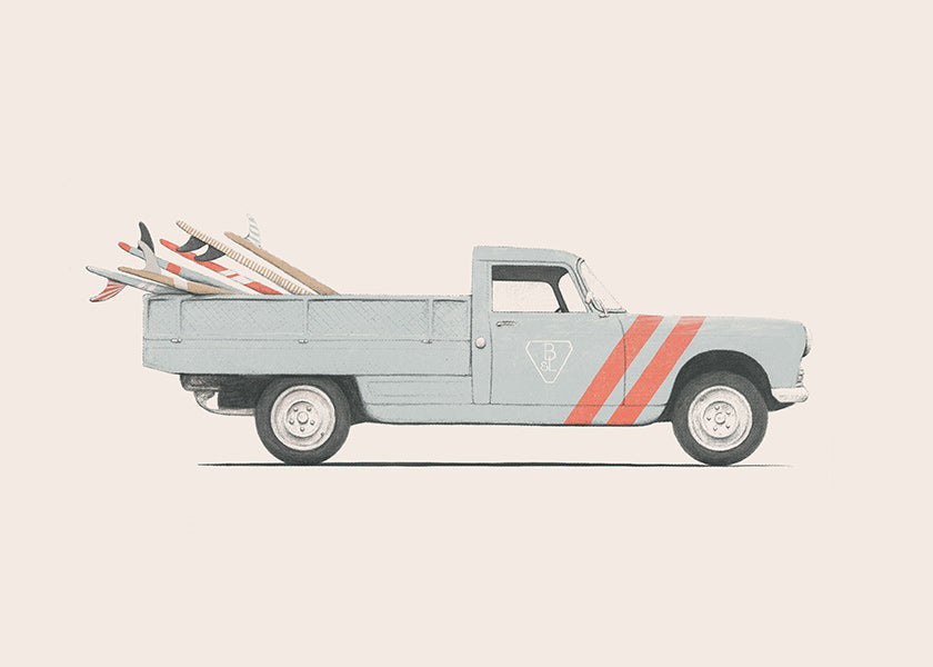 Vintage print pickup med surfbrädor