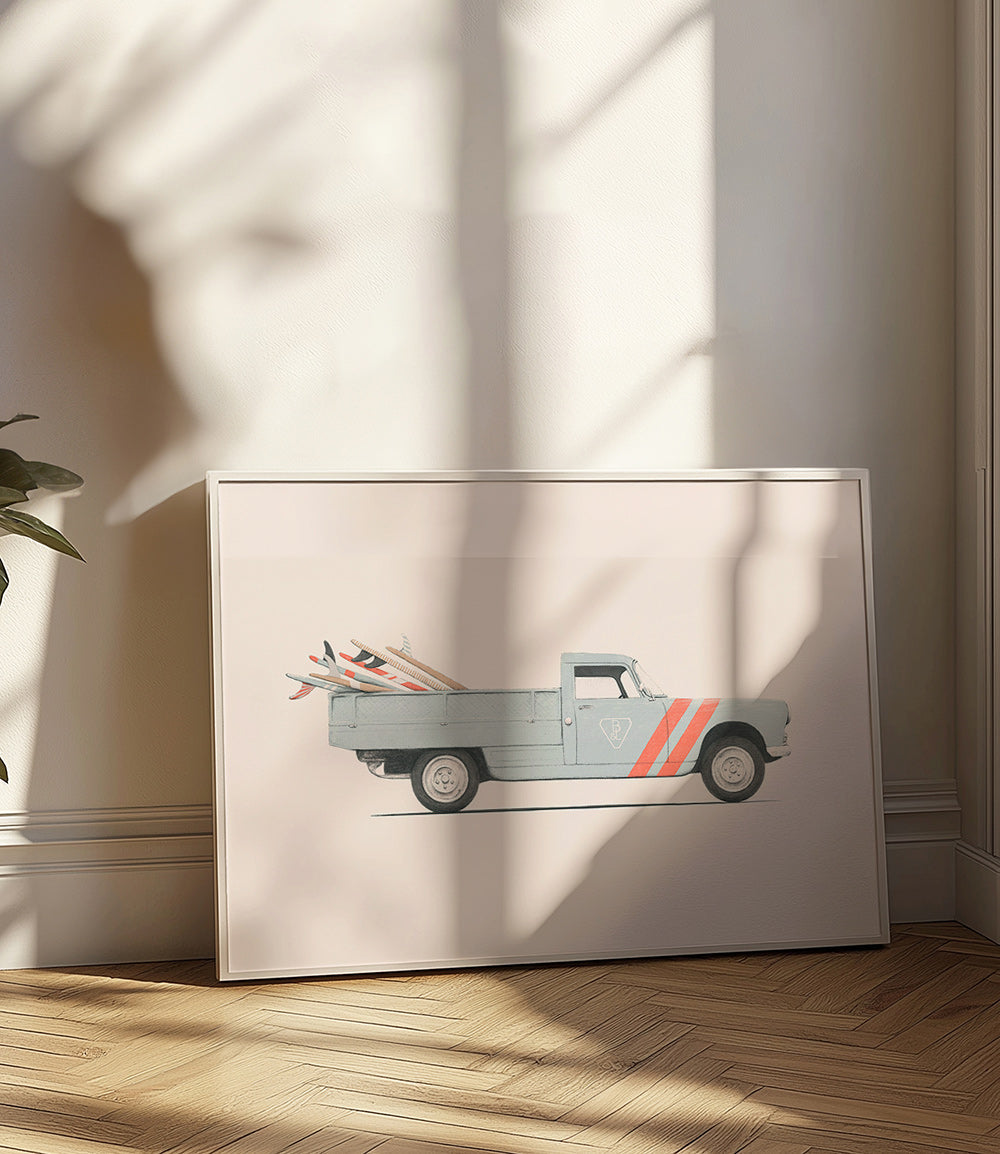 Vintage print pickup med surfbrädor