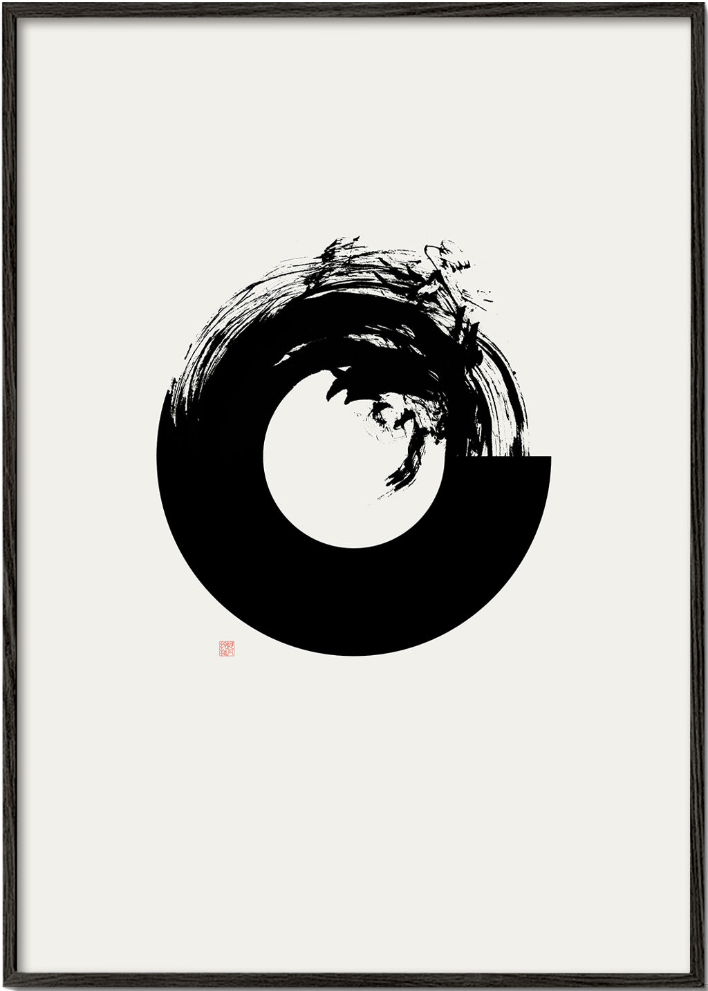 Svartvit konst med minimal enso-cirkel