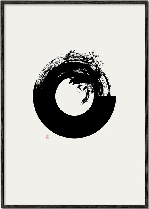 Svartvit konst med minimal enso-cirkel