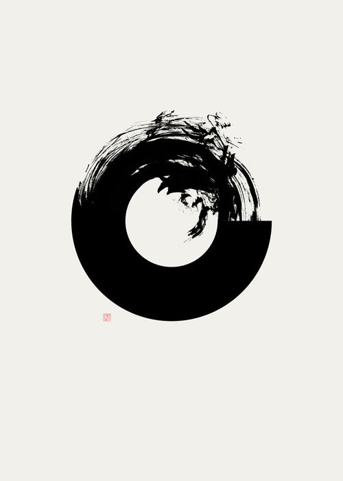 Svartvit konst med minimal enso-cirkel