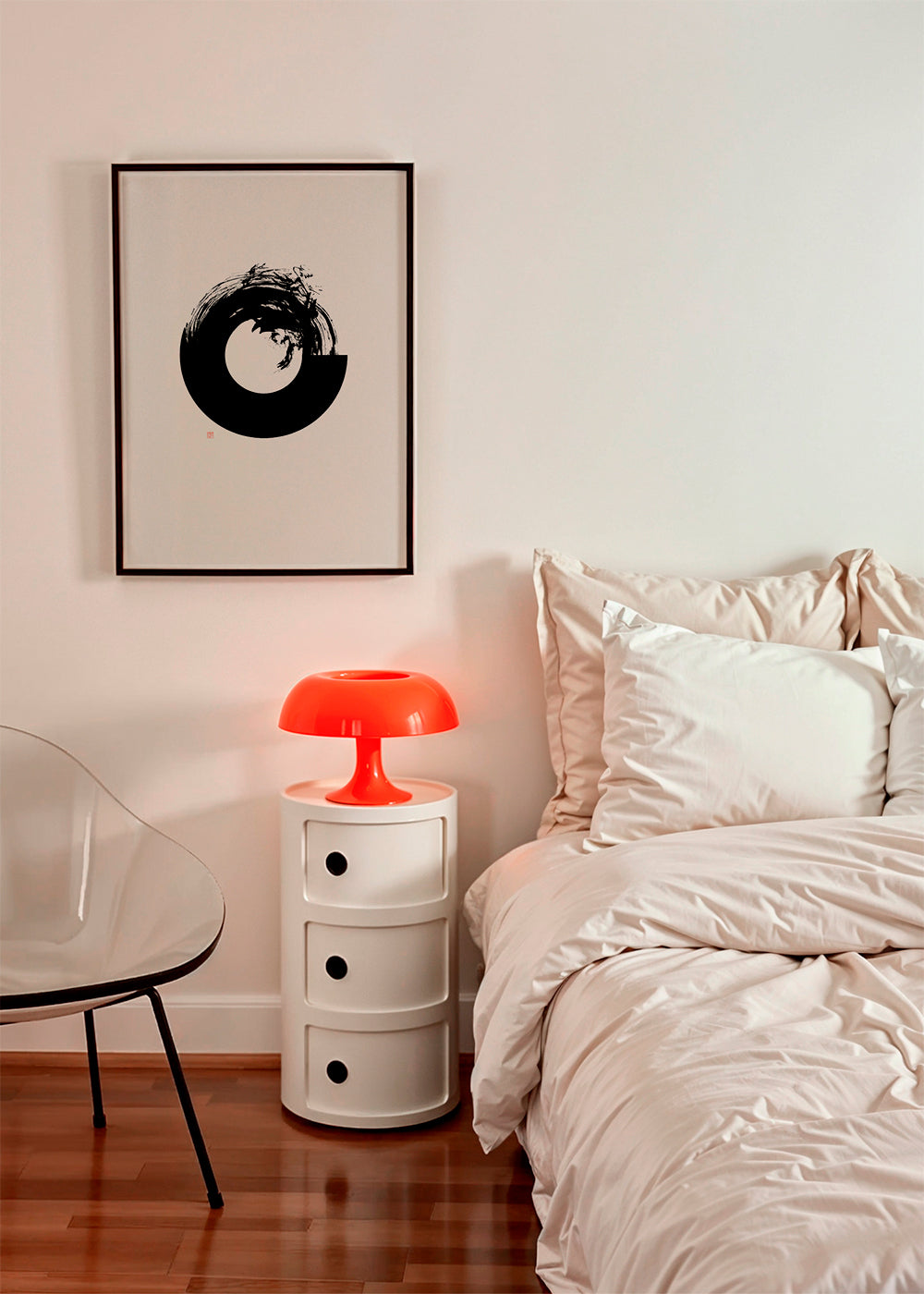 Svartvit konst med minimal enso-cirkel