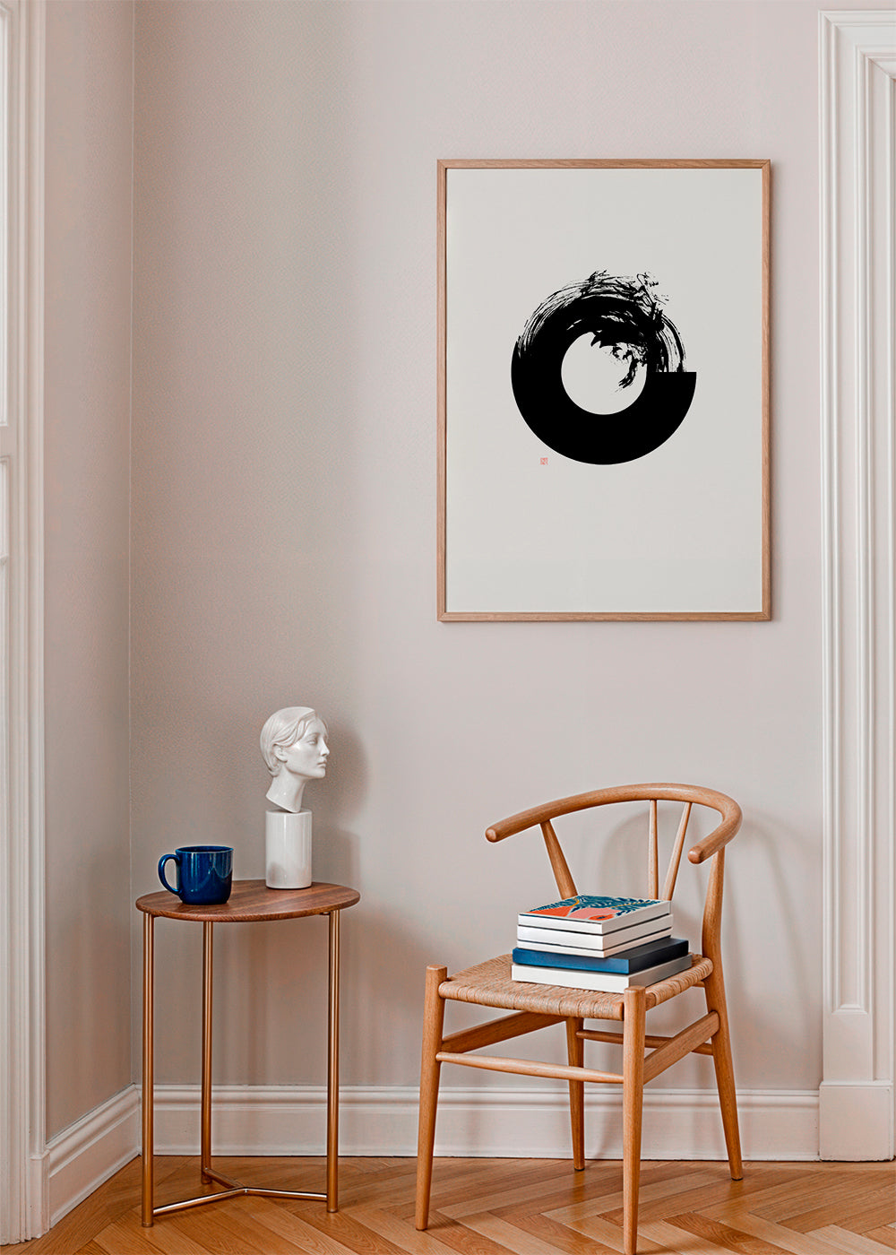 Svartvit konst med minimal enso-cirkel