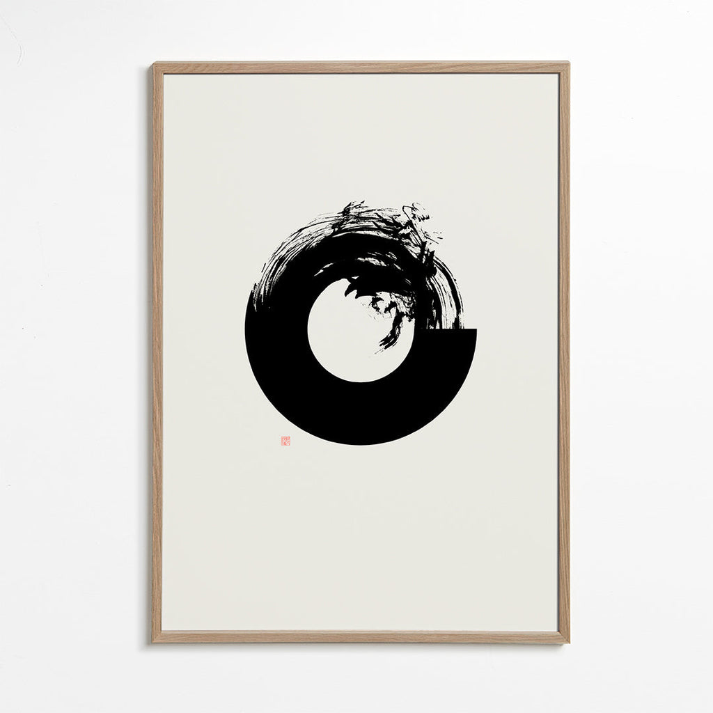 Svartvit konst med minimal enso-cirkel
