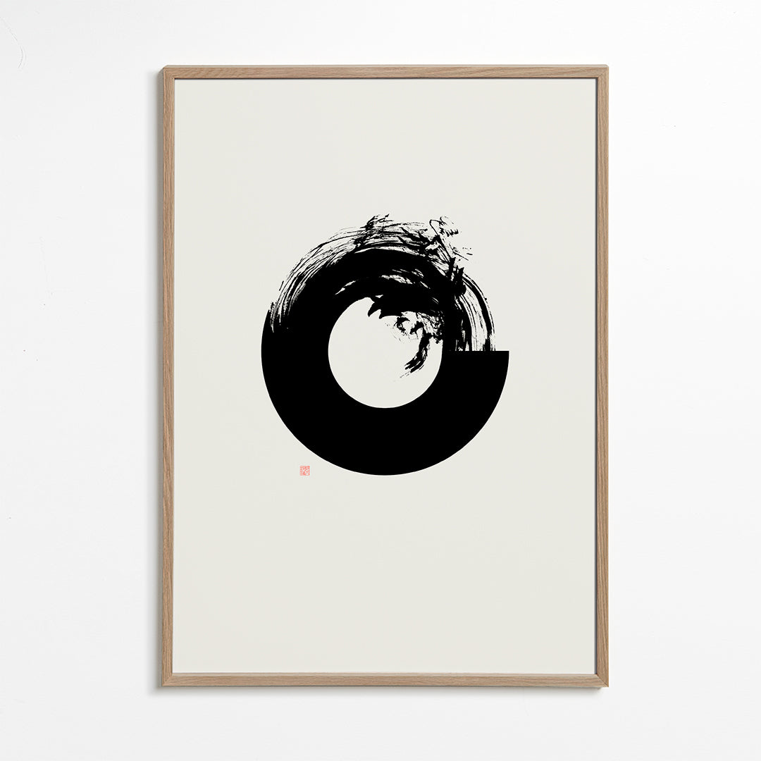 Svartvit konst med minimal enso-cirkel