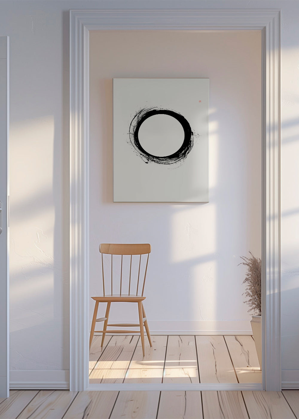 Minimalistisk tavla med gestal cirkel
