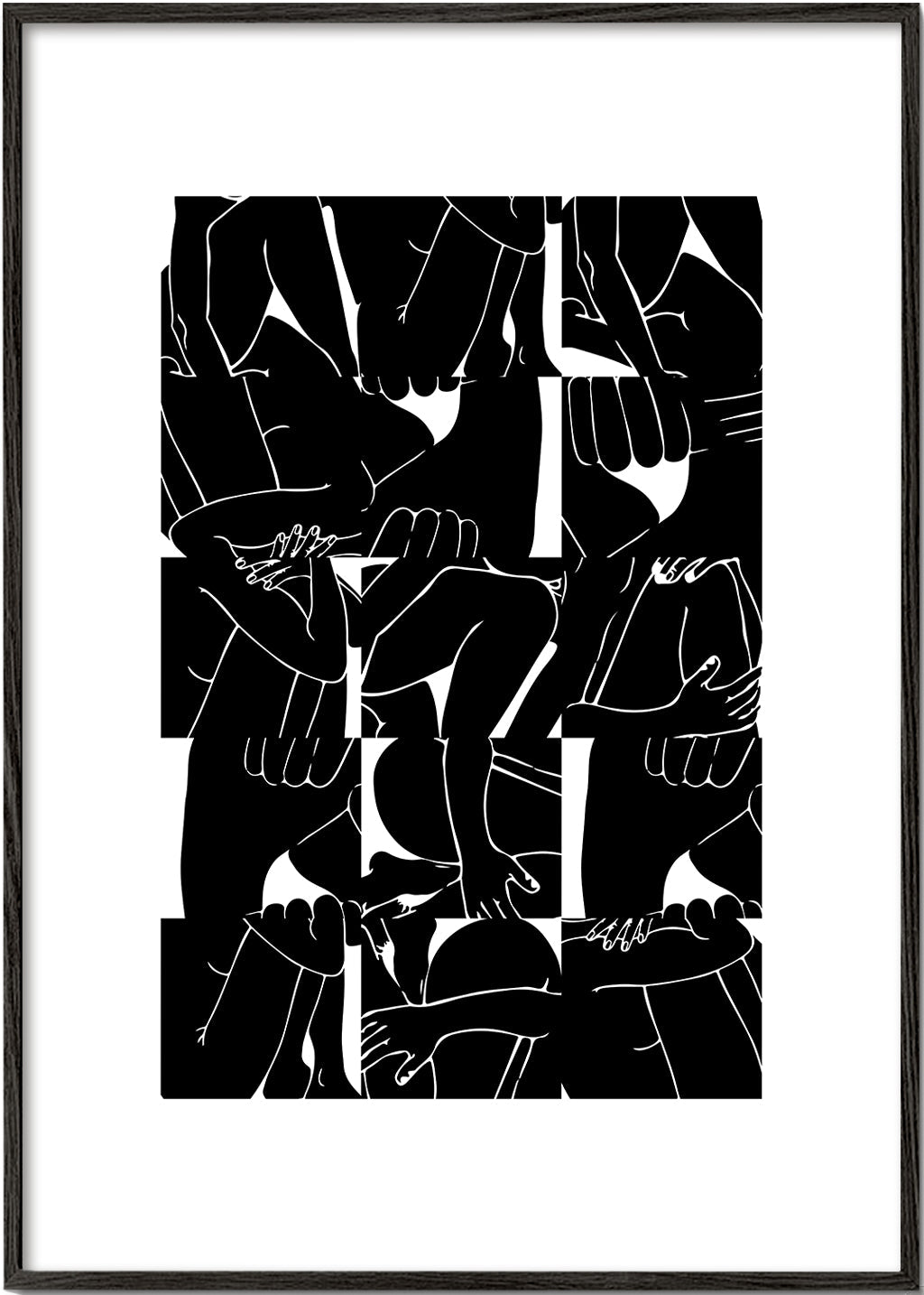 Abstrakt konst med kroppar i negativ