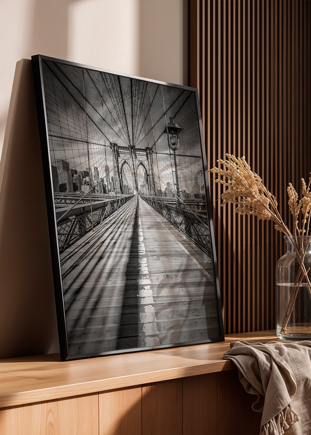 Kökskonst Brooklyn Bridge svartvit