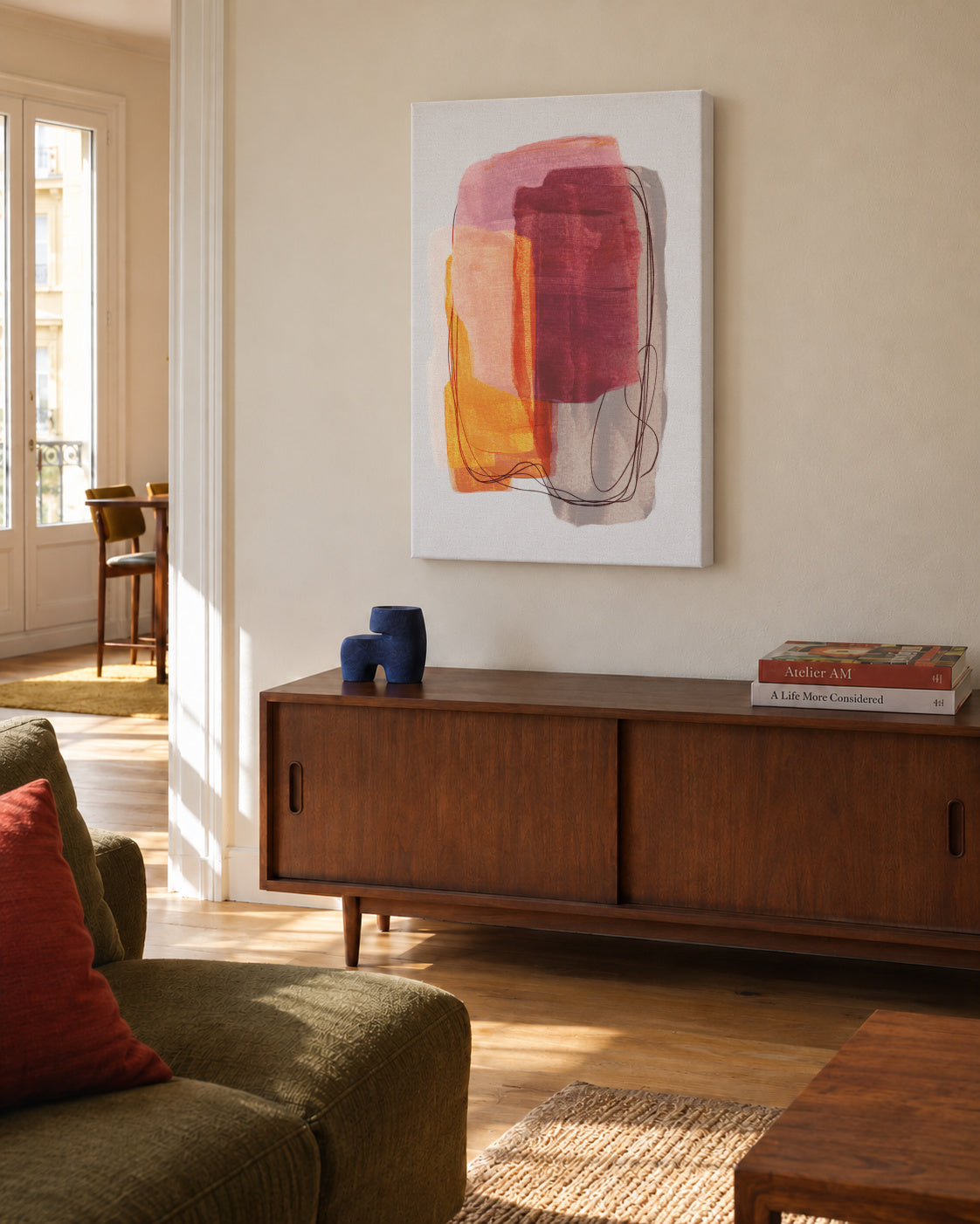Abstract Brush Strokes 51 - Unframed canvas in an interior