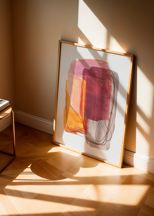 Abstrakt konst med rosa penseldrag