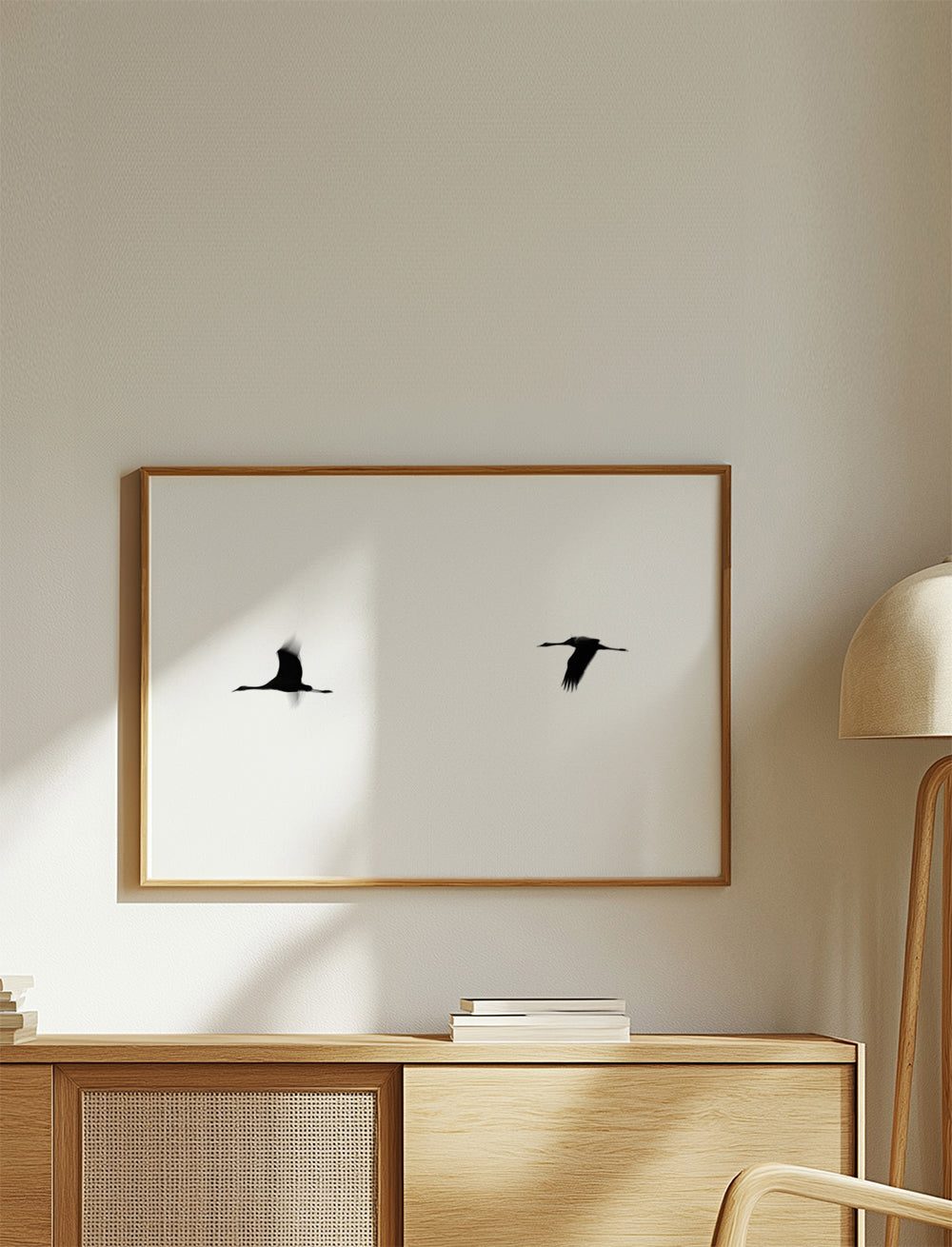 Konst tranor i flykt minimalistisk