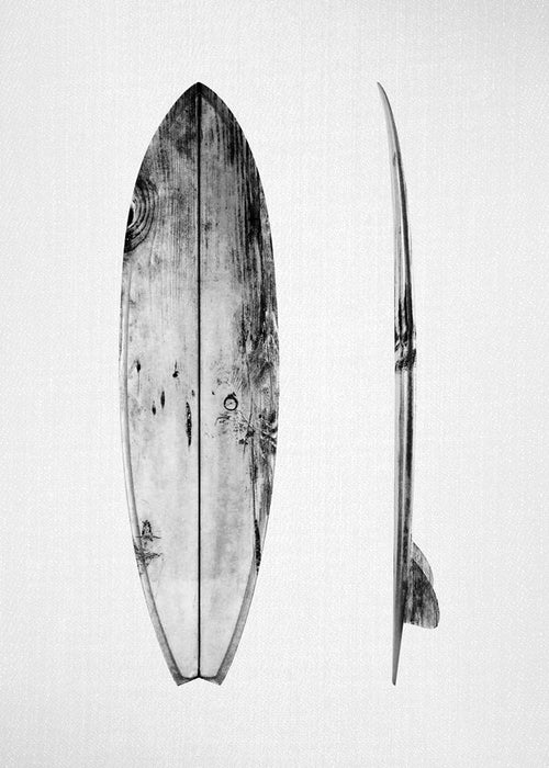 Sportkonst surfbräda svartvit