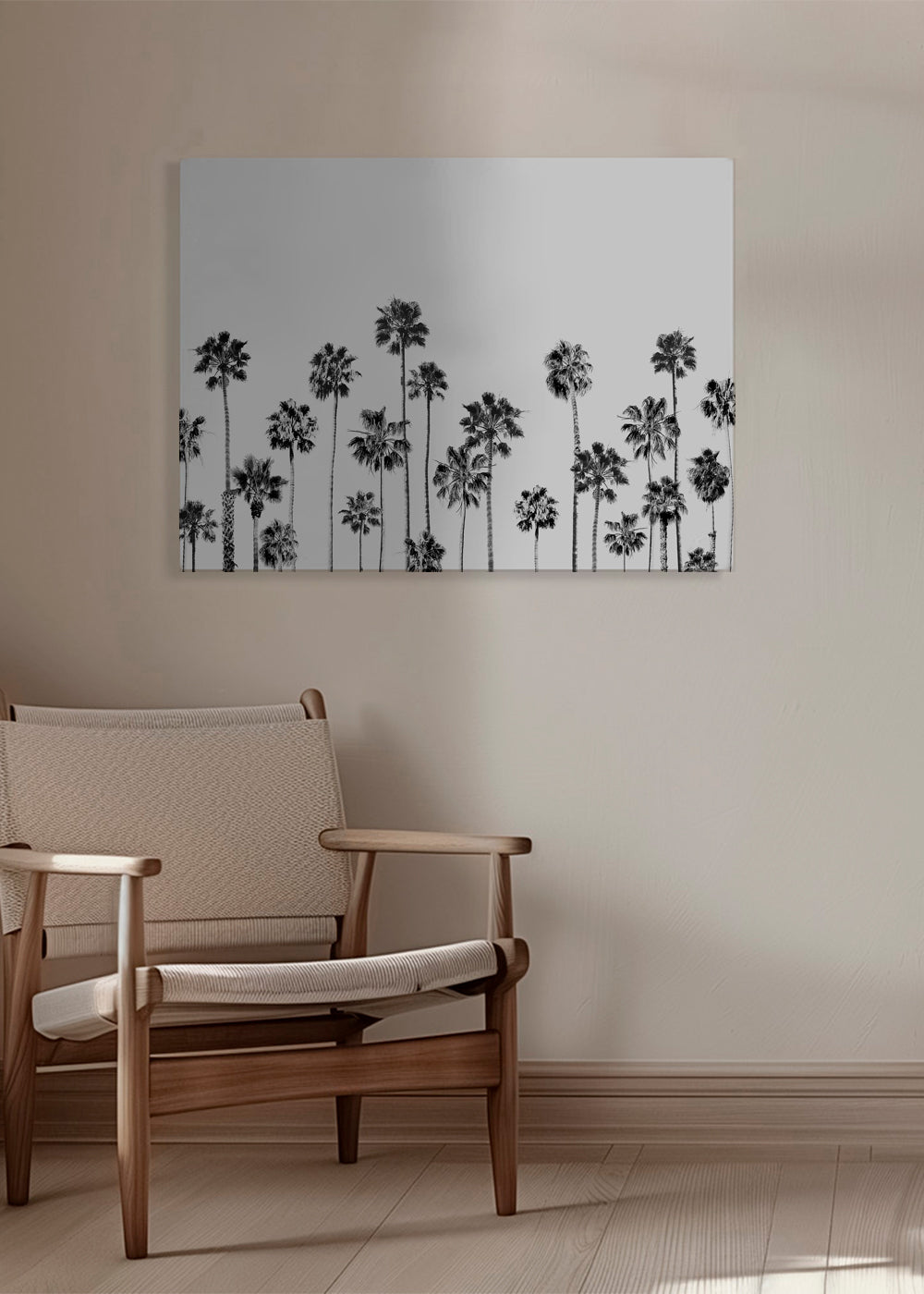 Botanisk print med palmer i svartvitt