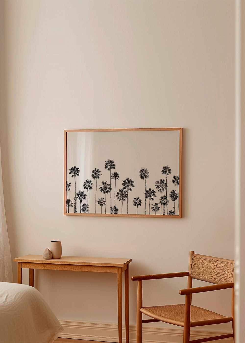 Botanisk print med palmer i svartvitt