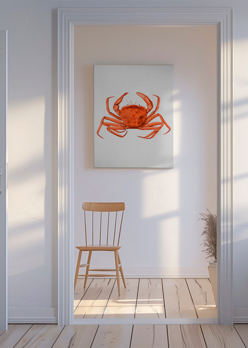 Konstverk orange akvarellkrabba