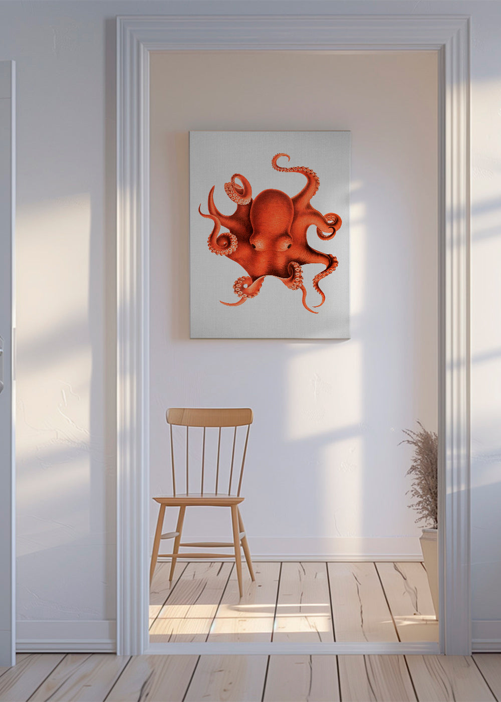Bläckfiskillustration i rött