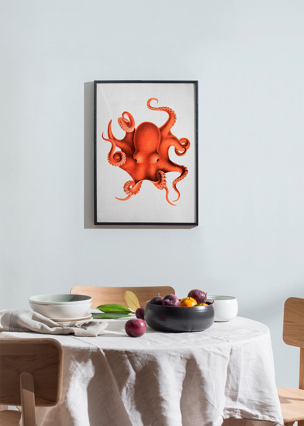 Bläckfiskillustration i rött