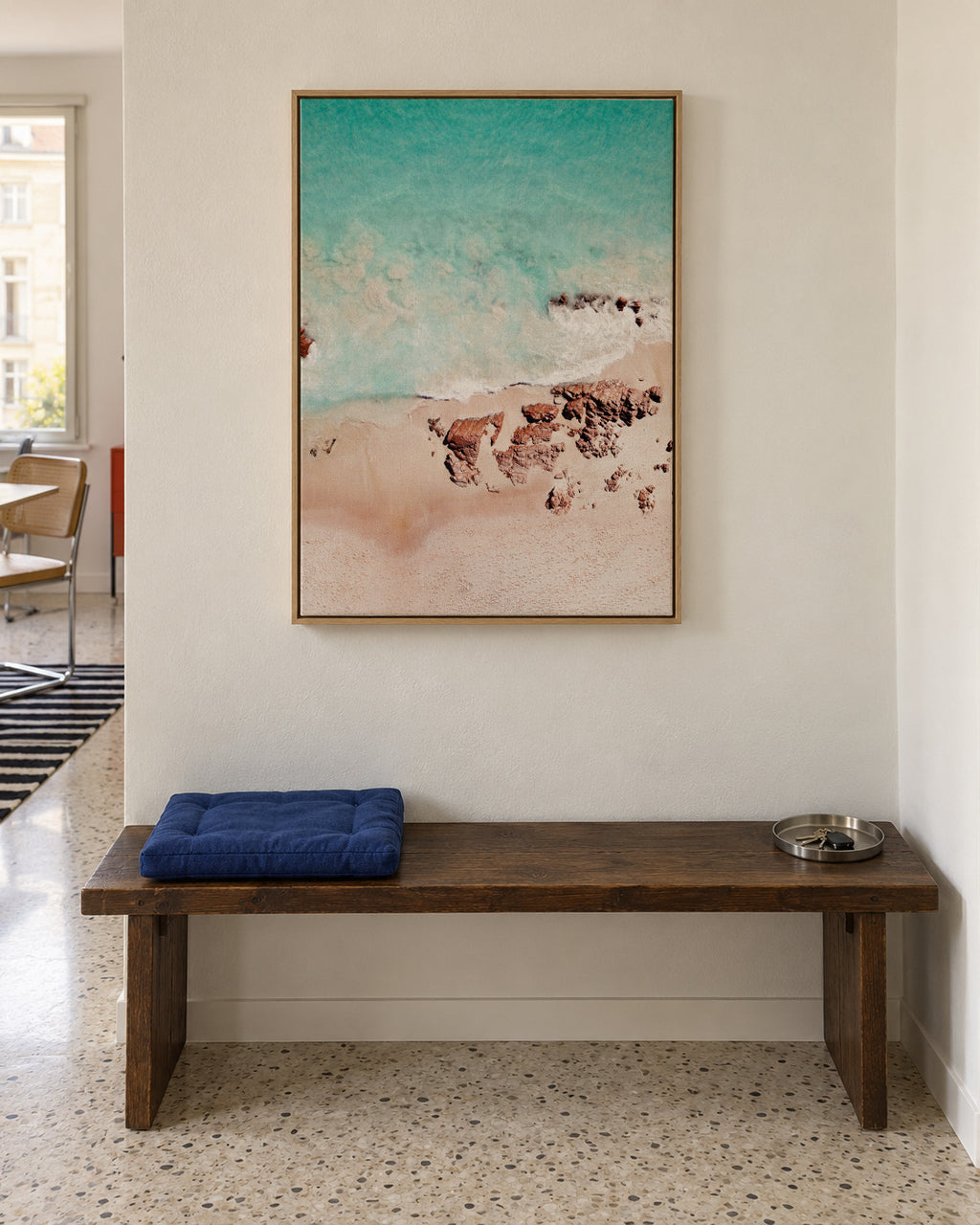 Golden Rose Beach - Framed canvas in an interior