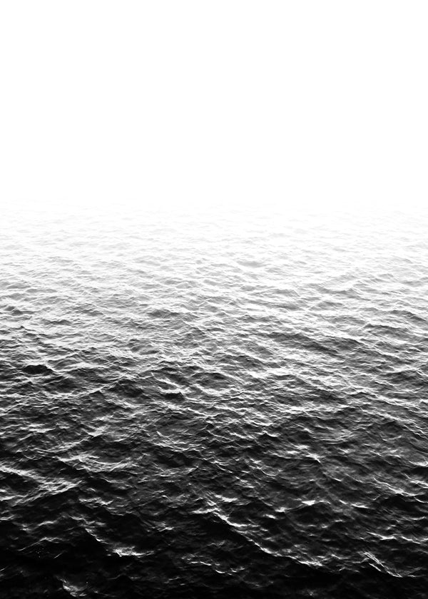Svartvit fotografi av havet