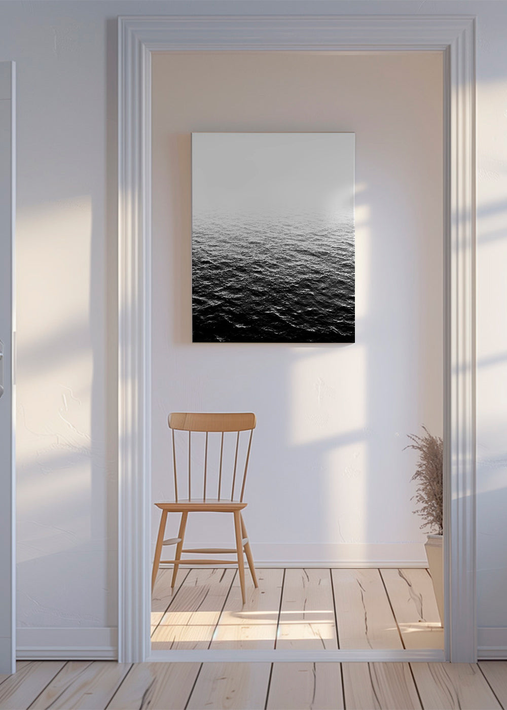 Svartvit fotografi av havet