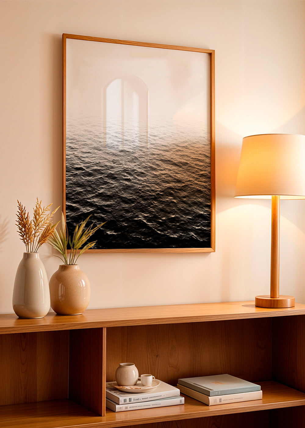Svartvit fotografi av havet