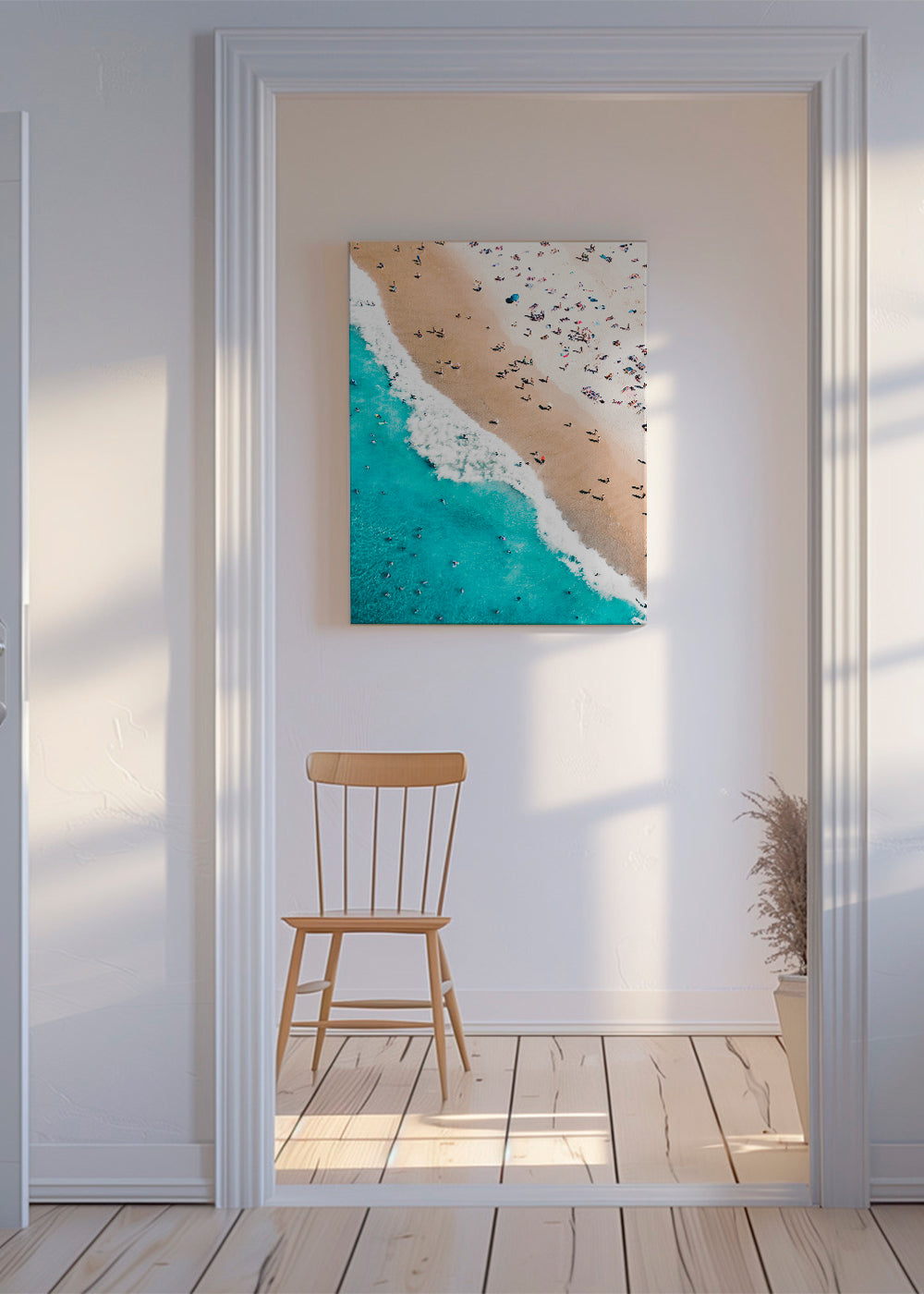 Strandlandskap: flygfoto med turkost hav