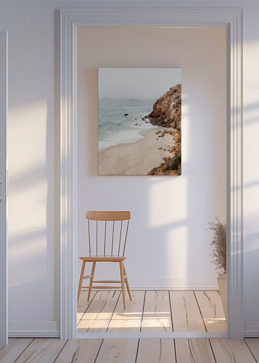 Landskapskonst: klippa och strand
