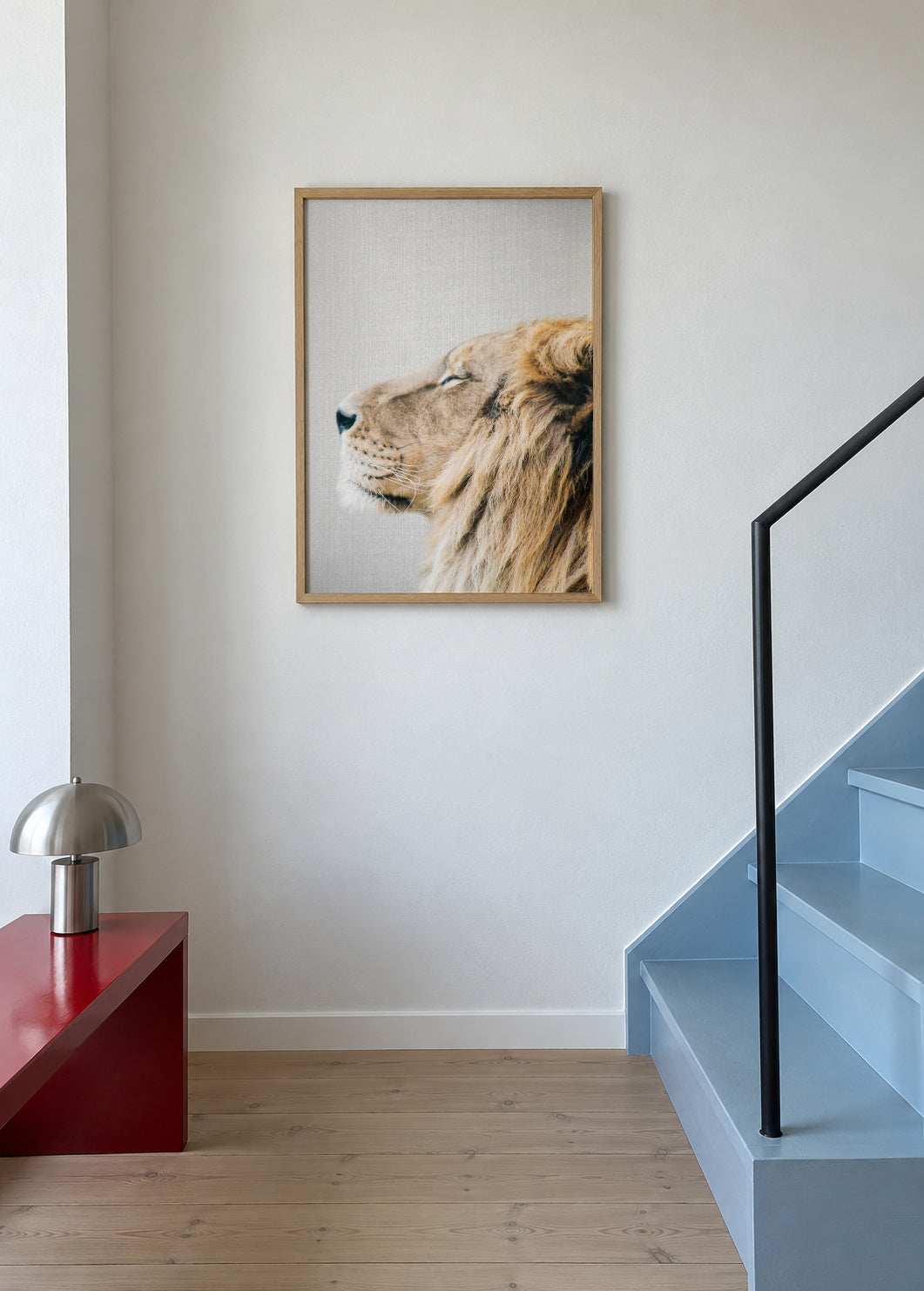 Lion Portrait - Framed poster in an interior