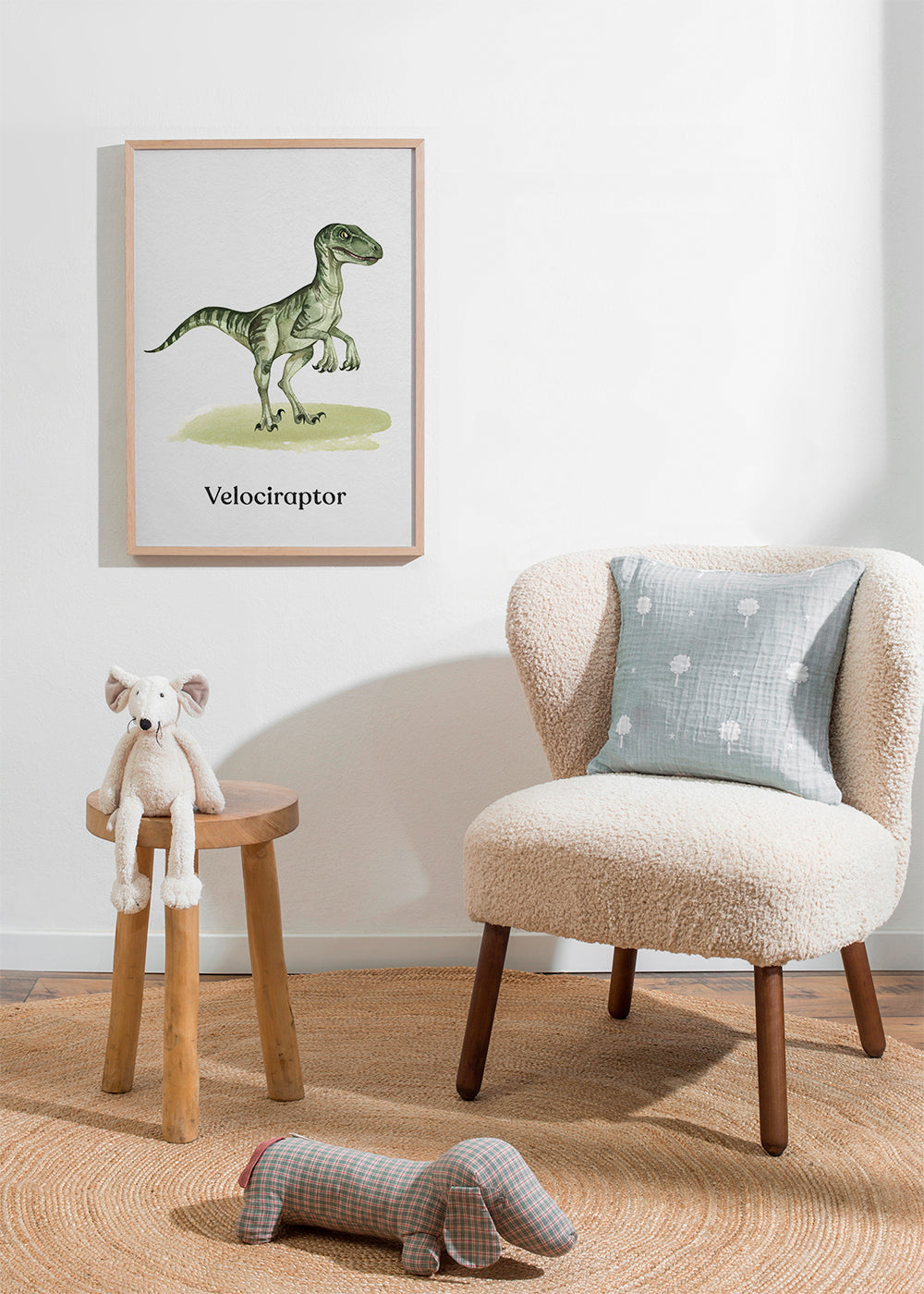 Velociraptor illustration för barn