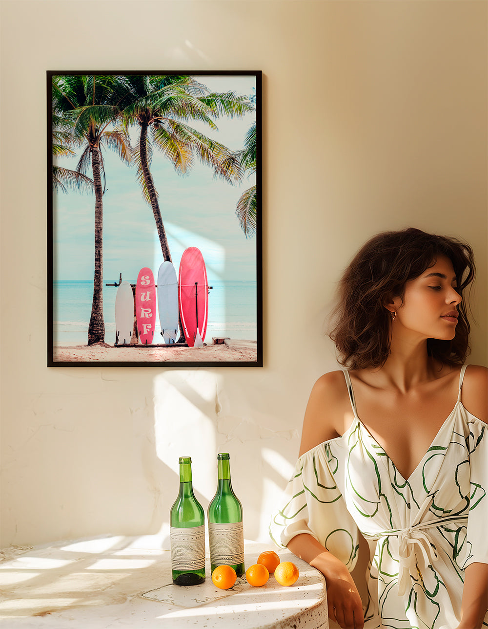 Sportfoto: rosa surfbrädor på stranden