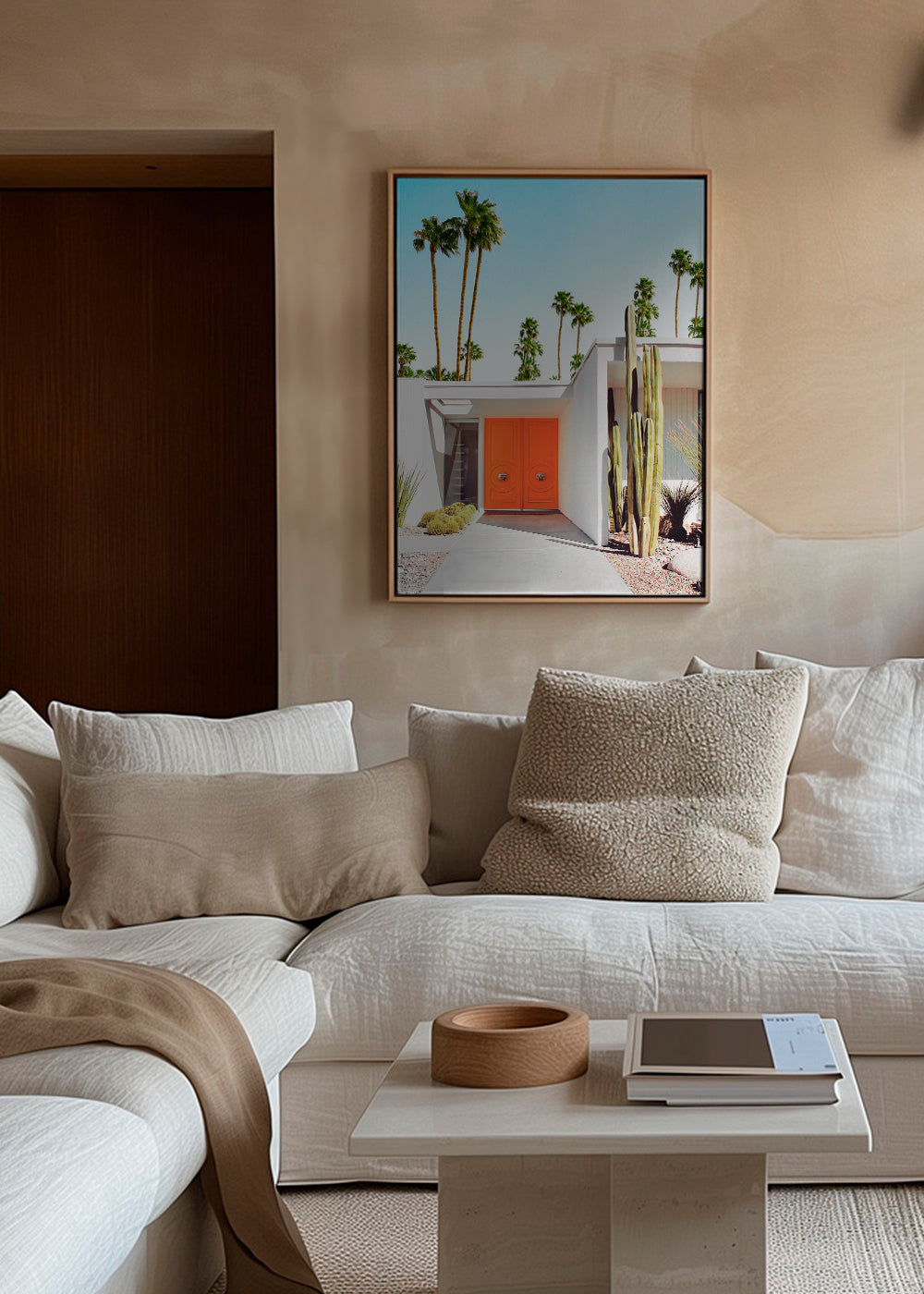 Botanisk poster Palm Springs orange dörr
