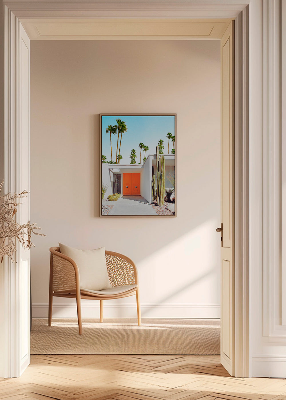 Botanisk poster Palm Springs orange dörr
