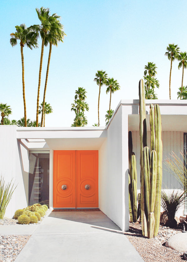 Botanisk poster Palm Springs orange dörr