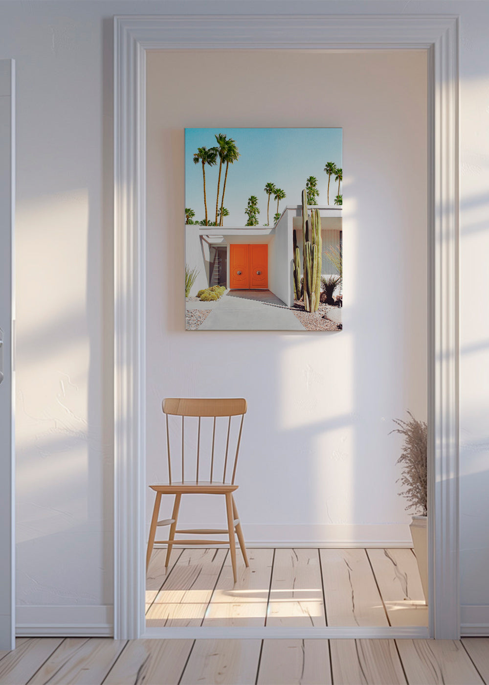 Botanisk poster Palm Springs orange dörr