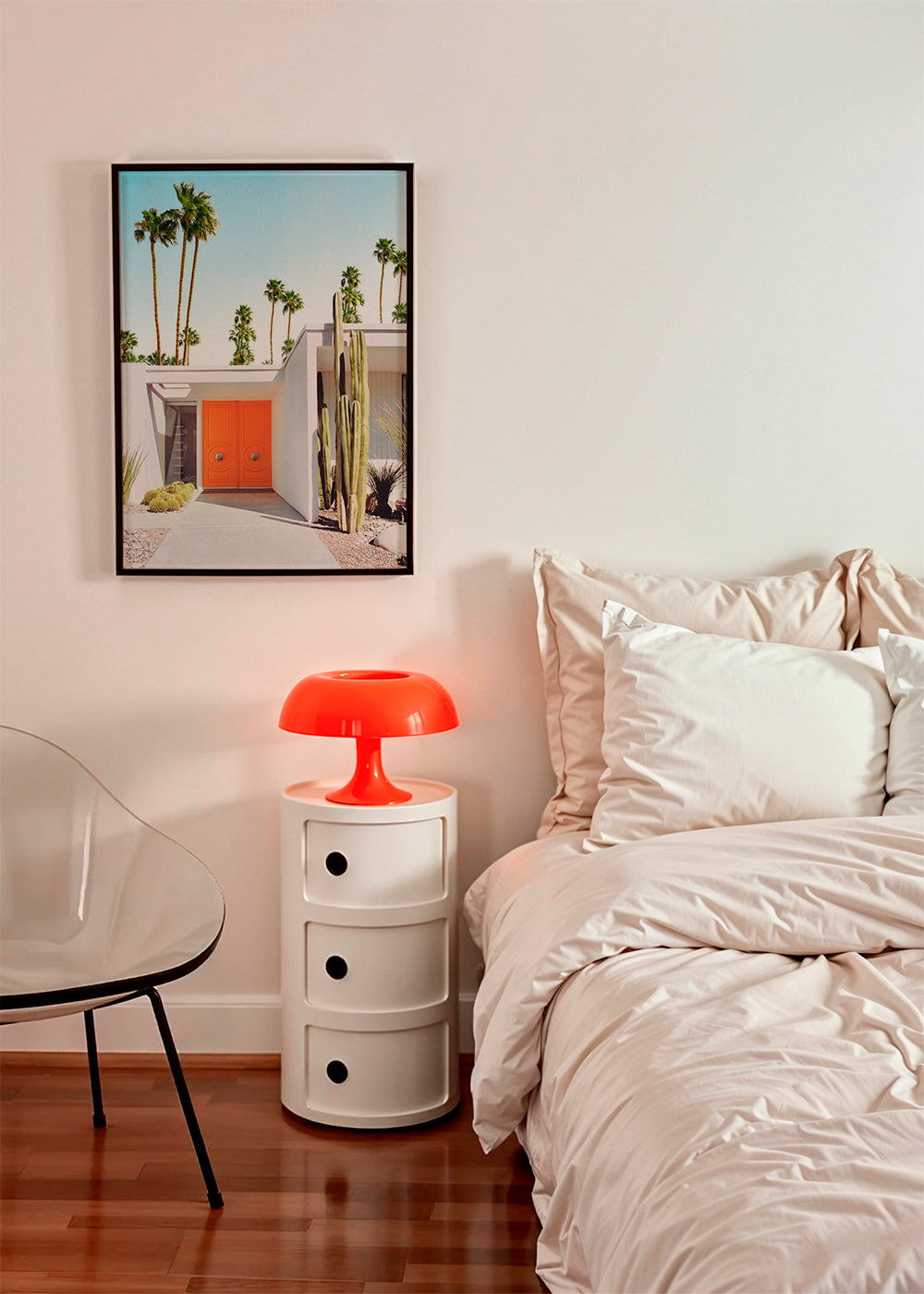 Botanisk poster Palm Springs orange dörr